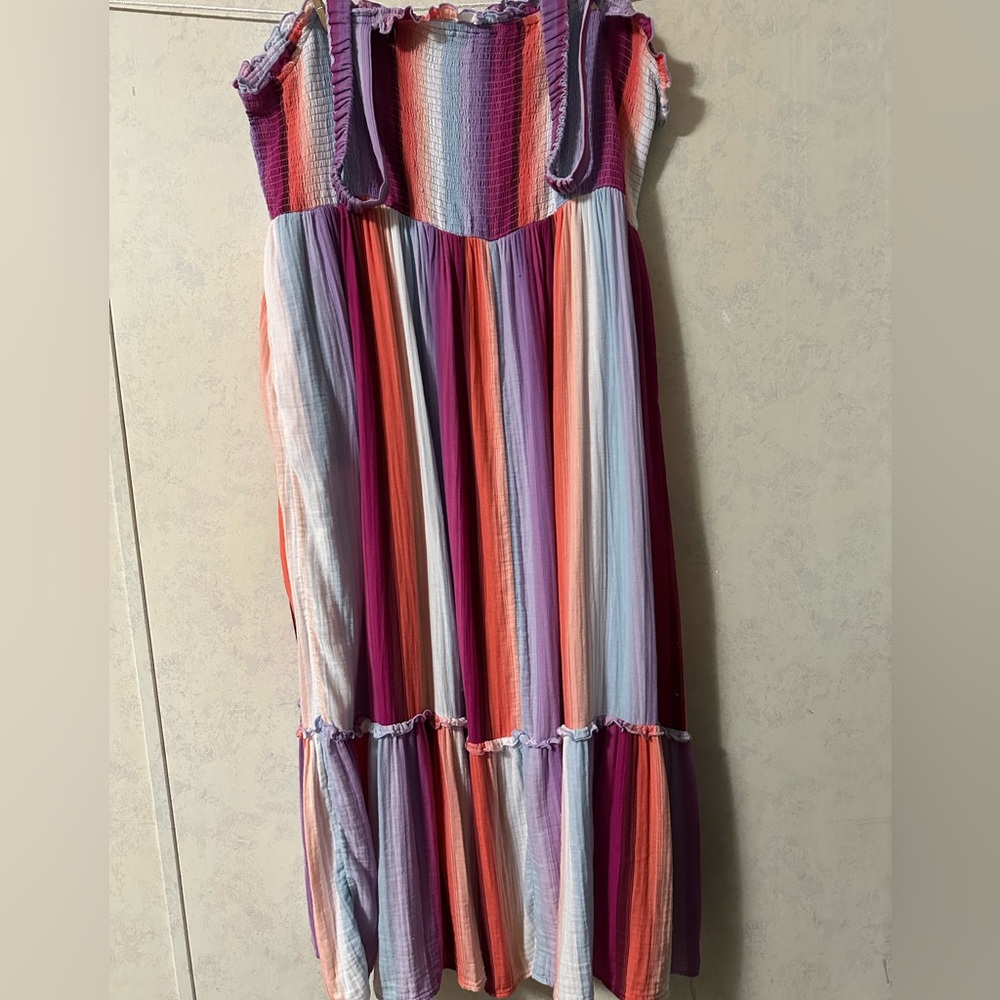 Terra & Sky Colorful Striped Maxi Dress